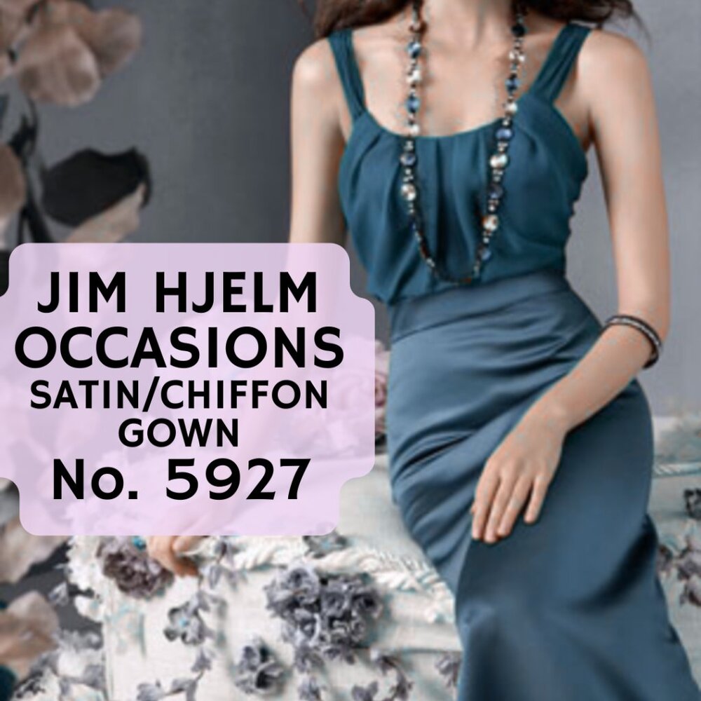 Teal Satin + Chiffon Gown Size 4 Bridesmaid / Evening Jim Hjelm Occasions 5927